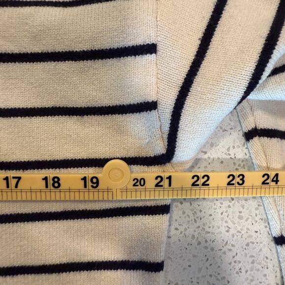 Zara Striped Knit Sweater Cream Black Relaxed Pullover Womens Small Preppy Chic - Picture 7 of 8